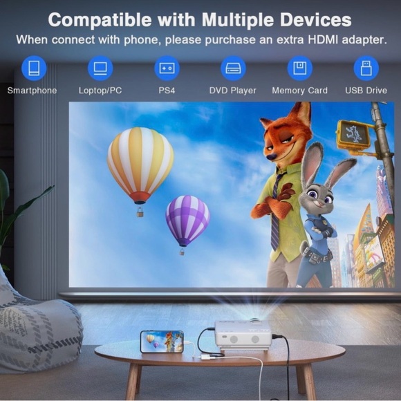 Auking White Projector with Remote - Picture 3 of 3